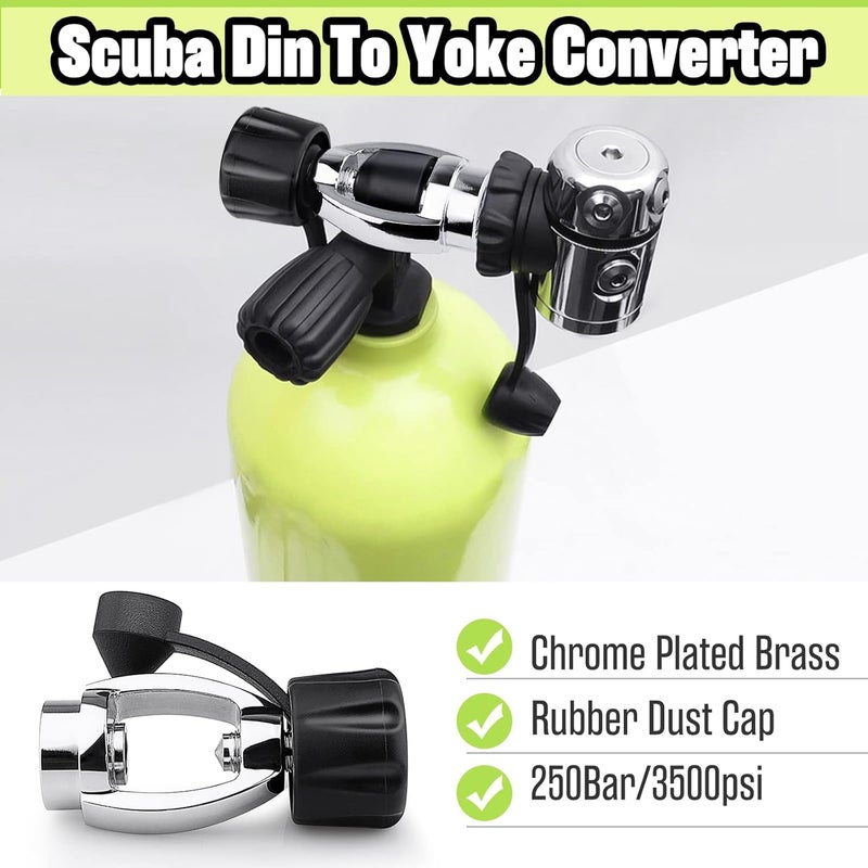 Dawitrly 250-Bar 3500PSI Chrome-Plated Brass DIN Regulator to Yoke Converter First Stage Adapter with Dust Cap for Scuba Diving Tank Regulator Parts - Image 3